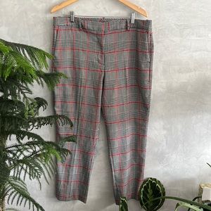 DKNY Plaid Classic Look Essex Ankle Pants, Slim Leg, Size 14
